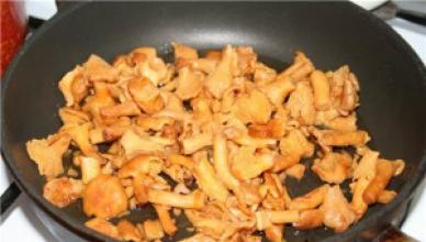 Лисички в заквасена сметана - рецепти за готвене с месо, картофи и сирене в тиган или във фурната